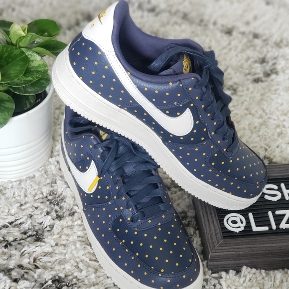 yellow and navy blue air force ones